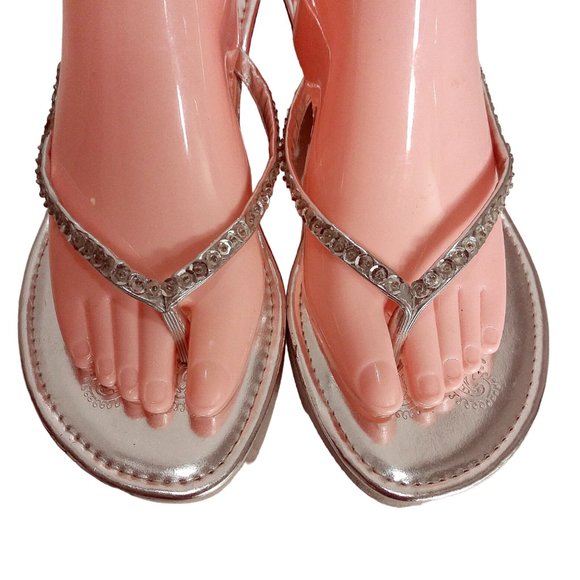 Max Collection Wedge Thong Sandals with Sequined Accent, Slip-on Shoes, Sandal - Picture 3 of 12